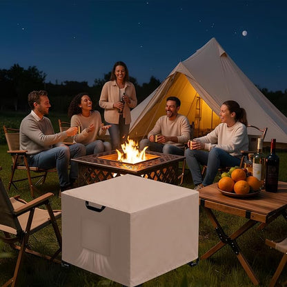 Kovshuiwe Porch Shield Fire Pit Cover Square-600D Fabric Waterproof and Resistant, Fits Outdoor For 40-44 Inch Fire Pit /Table Cover, Gas Fire Pit Cover-44"L x 26"W x 24"H, Khaki