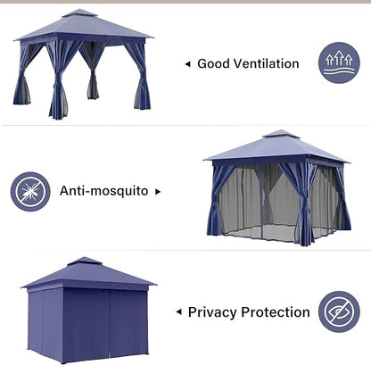 10'x10' Outdoor Gazebo, Metal Frame Heavy Duty Patio Canopy Tent Shelter - Image 6