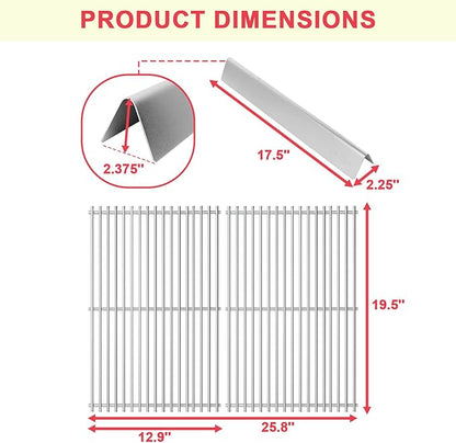 Genesis E310 Grill Grates & 7620 Flavorizer Bars for Weber Genesis 300 Series (2011-2016), Genesis E330 E320 E310 S310 S320 S330 EP/CEP310 EP/CEP320 EP/CEP330 Grill Parts with Front-Mounted Control