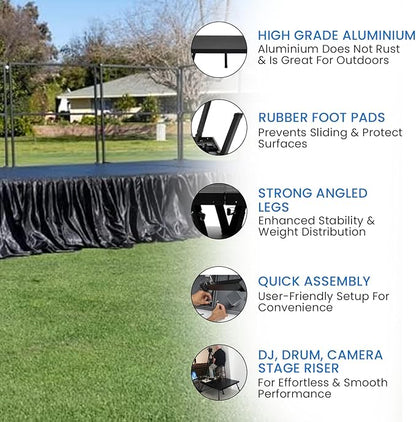 4'x12' MYSTAGE 3 Stage Platform - Portable, Folding Lightweight Aluminum Performance Deck with Adjustable Height 17"-28" - US Patented Design