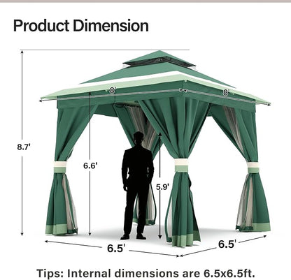 8'x8' Outdoor Gazebo, Metal Frame Heavy Duty Patio Canopy Tent Shelter - Image 2