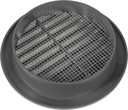 Graphite/Gray 4" Inch Round Ventilation Grille with Insect mesh. (Duct 4Ø / Grille 5Ø) Ventilation Applications. Indoor and Outdoor Vent Cover. Available 3 Sizes / 4 Colors.