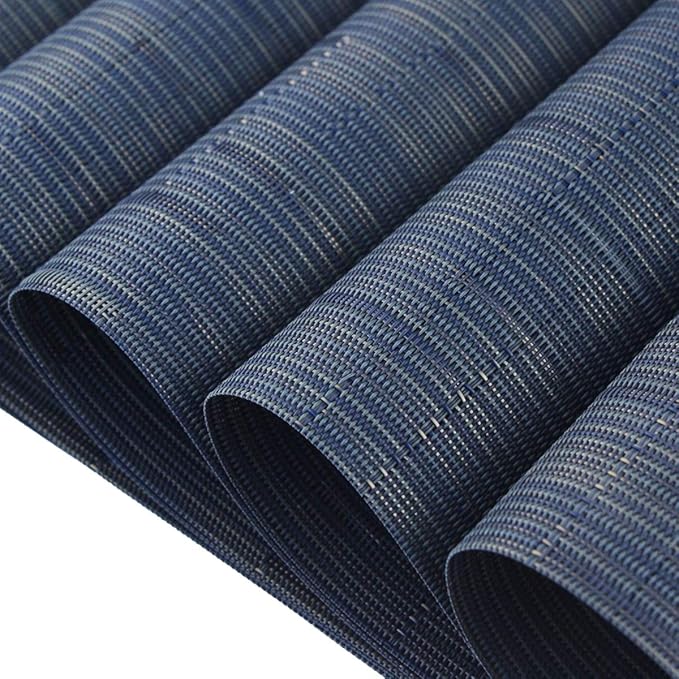 PIGCHCY Placemats,Washable Durable Durable Woven Vinyl Placemats for Dining Table,Heat Resistant Plastic Placemats Set of 6 (18 x 12 inches,Midnight Blue)