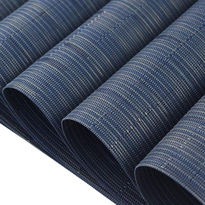 PIGCHCY Elegant Placemats with Matching Table Runner,Washable Durable Durable Vinyl Woven Table Mats Sets(6pcs Placemats+1pcs Table Runner,Same Style,Navy Blue)
