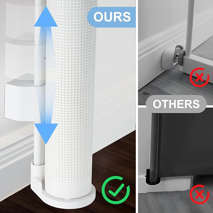 71 inches Extra Wide Retractable Baby Gate, 34 inches Tall Pet Gate for Stairs, Hallways, Kitchens, Safety Mesh Barrier for Kids and Dogs, Indoor Outdoor Use, White