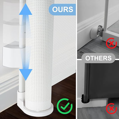 200 inches Extra Wide Retractable Baby Gate, 41.5 inches Tall Mesh Safety Gate for Oversized Openings, Living Rooms, Patios, Child & Pet Barrier for Indoor Outdoor Use, White
