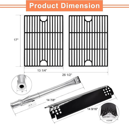 Hiorucet Grill Parts for Home Depot Nexgrill 720-0888N 720-0830H 720-0888 720-0888A Gas Grill, Cast Iron Grill Grates, Porcelain Steel Heat Plates, Burners for Nexgrill Replacement Parts 5 Burner