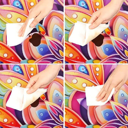 Floral Colorful Bright Vintage Round Table Cloth Cover, Elastic Edge Waterproof Wipeable Tablecloths 45"-56" Polyester Tablecloth for Party Restaurant Banquet Holiday Camping Outdoor Picnic