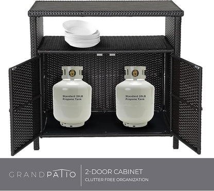 Grand patio Wicker Storage Cabinet Outdoor Waterproof Buffet Cabinet Patio Bar - Image 10