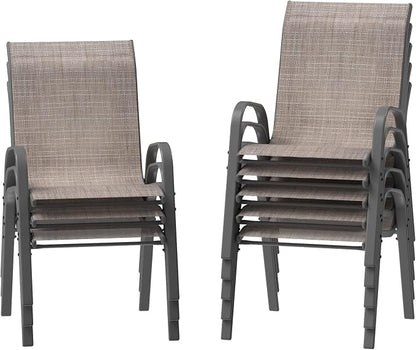 Amopatio Patio Chairs Set of 8, Outdoor Stackable Dining Chairs by Amopatio