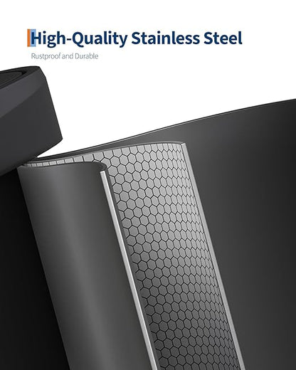 Garvee 21 gal / 80 L Metal Trash Can with Lid, Large Garbage Can for Kitchen, Rustproof Step-on Kitchen Metal Trash Bin with Liner Rim, Rear Handle, Soft Close Plastic Lid, Black