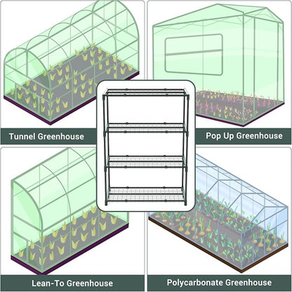 Ohuhu Plant Greenhouse Shelves 4 Tier 2 Pack Extra-Wide Stable Green House - Image 7