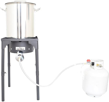 High Pressure Propane Burner Banjo Single Wok Burner 200,000BTU with Adjustable Height. 0-20 PSI Adjustable Regulator and Steel Braided Hose SA1550 (200,000BTU)