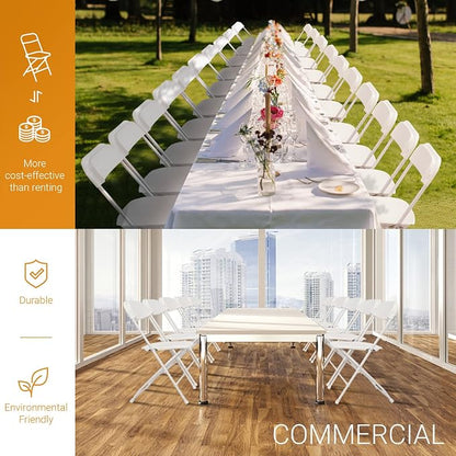 VINGLI 5 Pack White Plastic Folding Chair, Indoor Outdoor Portable Stackable - Image 6