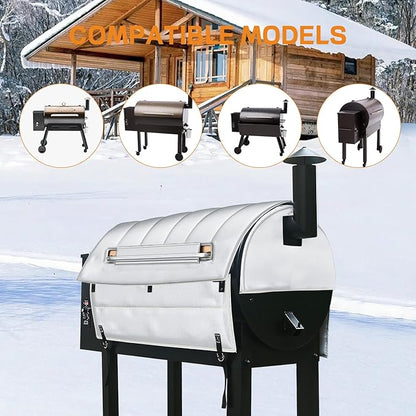 Insulation Blanket for Traeger pro 34 Series TFB65LZBC and Texas Elite 34 Series TFB88PZBO Wood Pellet Smoker Grill,BAC628 Pro 34 Insulation Blanket Grill Accessory for Winter Smoking,Silver