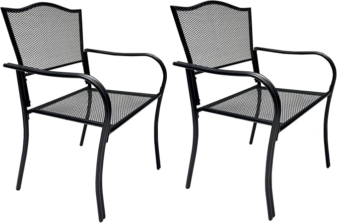Patio Dining Chairs Set of 2, Metal Mesh Patio Furniture Set - Image 8
