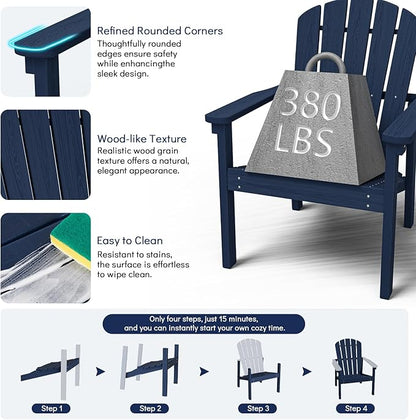 Compact Stackable Adirondack Chairs Set of 2, All-Weather - Image 5