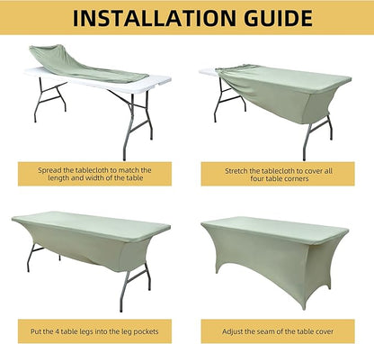 121 2-Pack 6ft Spandex Table Covers for Rectangle Standard Folding Tables - Wrinkle Resistant Stretch Tablecloths - Ultimate Fitted Table Protector for Parties, Banquet, and Wedding