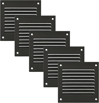 Vent Systems 4'' x 4'' Inch (Overall Dimensions) Pack of 5 - Anthracite - Air Vent Cover Metal Air Return Grill Built-in Pest Guard Screen HVAC Vent Duct Cover for Home Improvement