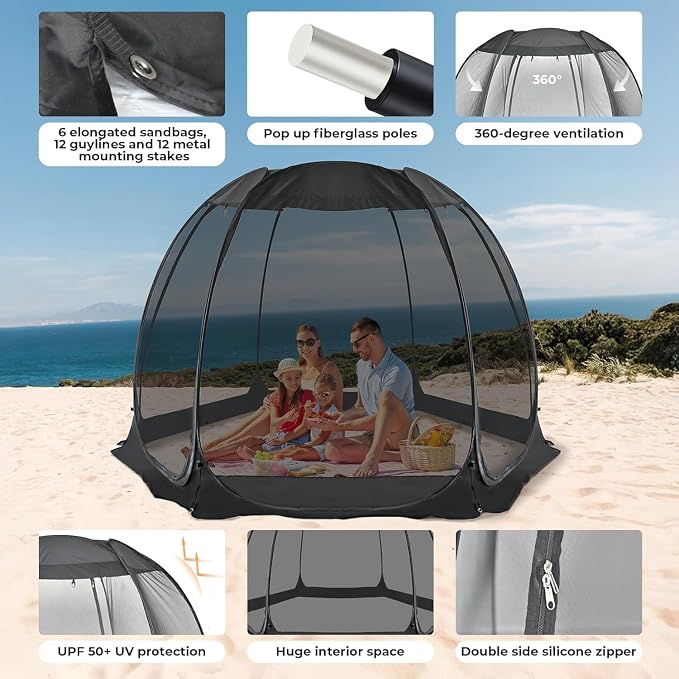 Alvantor Pop Up Screen House Tent, Instant Outdoor Gazebo - Image 4
