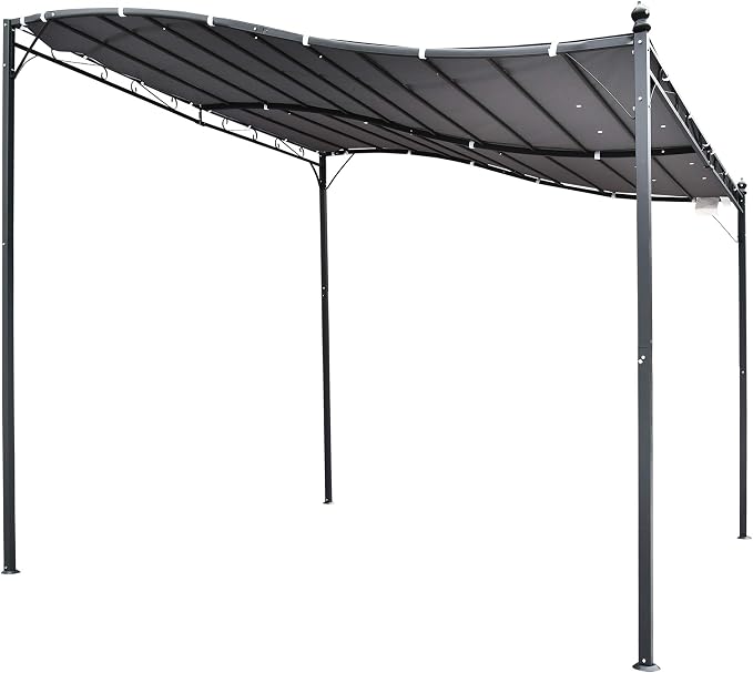 Outsunny 10' x 10' Steel Outdoor Pergola Gazebo Patio Canopy Gray | - Image 6