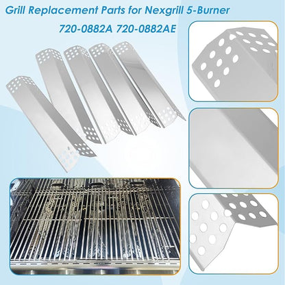 Replacement Parts Kit for Nexgrill Evolution Infrared Plus 5-Burner 720-0882A 720-0882AE 730-0882 730-0882AE, Heat Shield and Burner Kit for Nexgrill Replacement Parts 5 Burner
