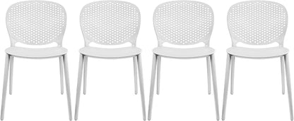 2xhome Set of 4 Patio Dining Chairs | Modern Stackable Outdoor Pool Side Chair by 2xhome
