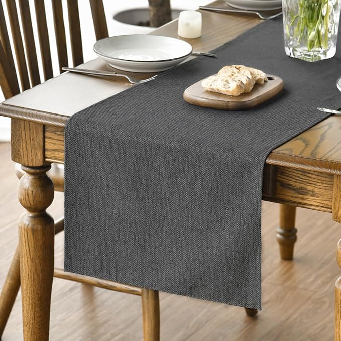 Artoid Mode Grey Table Runner, Seasonal Washable Kitchen Dining Table Decoration for Home Party Decor 13x120 Inch