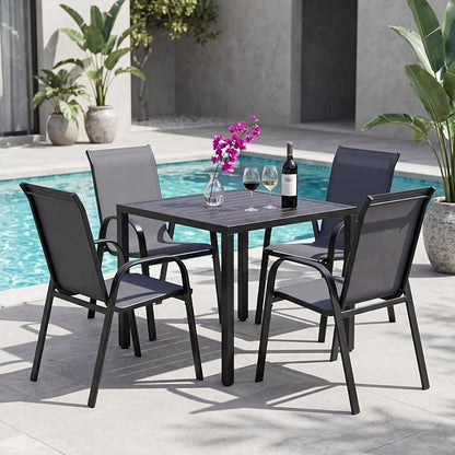 Tangkula Stackable Patio Dining Chairs Set of 4, Outdoor Armchairs - Image 2