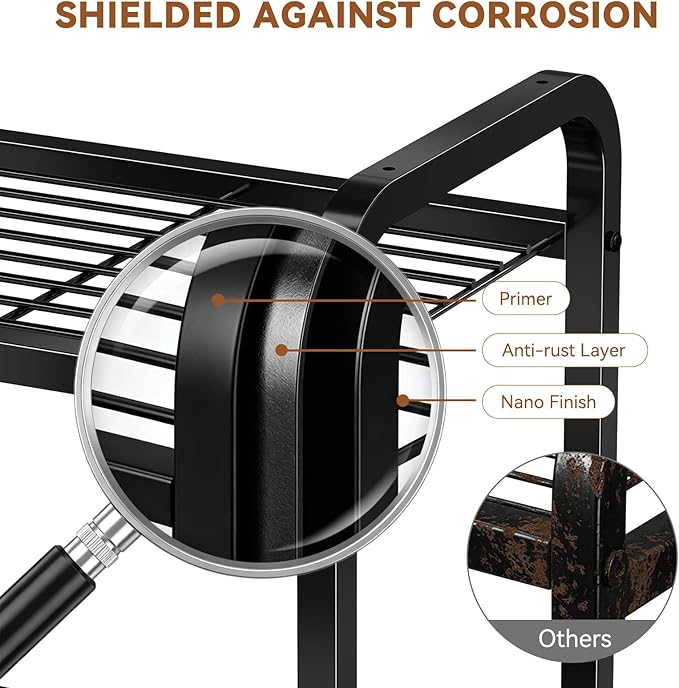 3 Tier Simple Shelf Organizer for Indoor Outdoor, Waterproof Heavy Duty Steel - Image 6