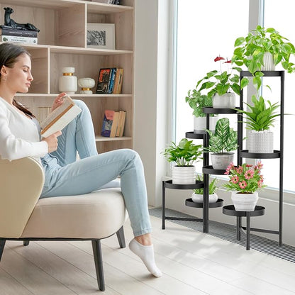 iDavosic.ly Plant Stand Indoor Outdoor, 8 Tier Metal Corner Shelf, Folding - Image 6