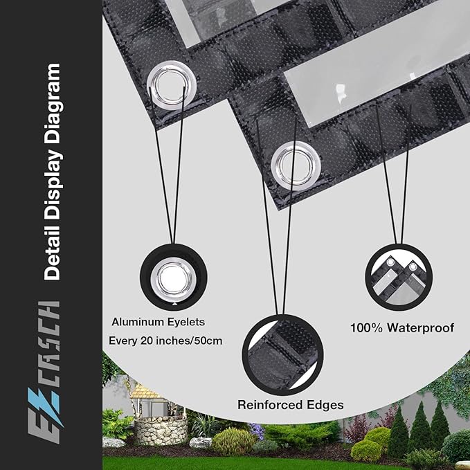 Clear Tarp (3' x 3'), 15 Mil Clear Vinyl PVC Tarp Waterproof Tarpaulin 100% Transparent PVC Tarps Small Cover Plastic Sheeting Window Sheets Drop Cloth（Black Edge）