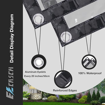 Clear Tarp (3' x 3'), 15 Mil Clear Vinyl PVC Tarp Waterproof Tarpaulin 100% Transparent PVC Tarps Small Cover Plastic Sheeting Window Sheets Drop Cloth（Black Edge）