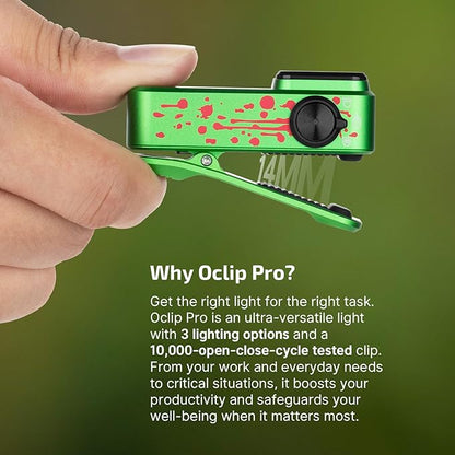 OLIGHT Oclip Pro EDC Flashlight Clip-on Light, Rechargeable 500 Lumens with Three Lighting Solutions Type-C Charging, Magnetic Flash Lights for Signaling, Cycling, Outdoor or Indoor Use(Zombie Green)