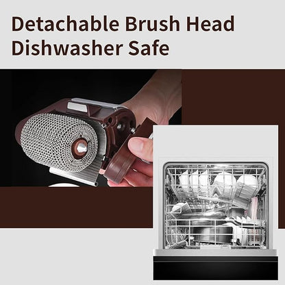 Electric Grill Cleaner Bristle Free with SUS Roller Head for Outdoor, Cordless Grill Brush for BBQ with LED Light, Motorized Grill Cleaning Tool
