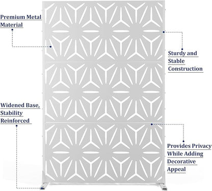Outdoor Privacy Screen,72" H×47" W Metal Privacy Screen, Freestanding Privacy Fence Panels for Patio