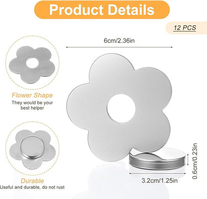 12 PCS Flower Shaped Outdoor Tablecloth Weights, Stainless Steel Table Weights for Tablecloths Windproof Magnetic Clips for Picnic Wedding Party Decor