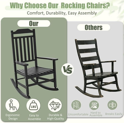 Outdoor Rocking Chairs Set of 2, Weather-Resistant Rocking Chair Ergonomic | - Image 3