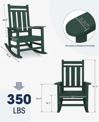 Oversized Outdoor Rocking Chair, HDPE Patio Rockers - Image 3