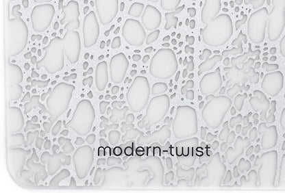 modern-twist 14" x 16" Silicone Rectangular Placemat, BPA, PVC-Free Table Mat, Dishwasher Safe, Cocoon Print in Silver, Pack of 1