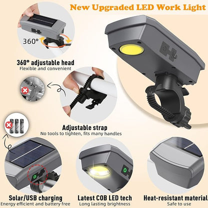 Solar/USB-C Grill Lights for Outdoor Grill Compatible with Blackstone/Weber/Big Green Egg - Rechargeable LED Work Light - Valentines Gifts for Him Men Husband Boyfriend Dad Adults - BBQ Accessories