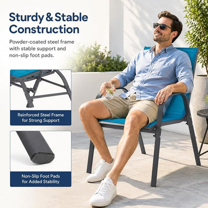 Patio Chairs Set of 4, Stacking Patio Chairs - Image 6