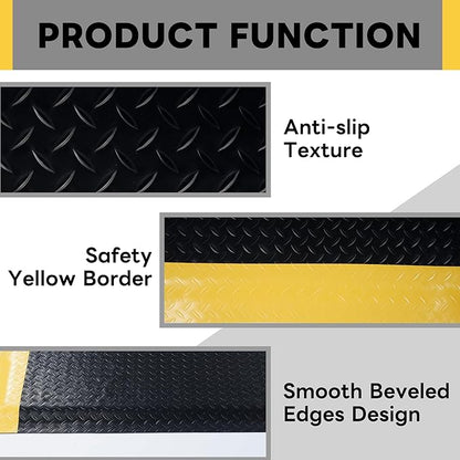 Nisorpa Anti Fatigue Mats Industrial 2' x 5' Ergonomic Standing Mat 15/16" Extra Thick Kitchen Mats for Standing Heavy Duty Commercial Diamond Plate - Safety Support for Leg & Back Pain