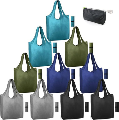 BeeGreen DIY Reusable Grocery Bags Bulk 10 Pack, Reusable Shopping Bags X-Large 50LBS, Machine Washable Kitchen Reusable Bags Heavy Duty, Foldable Tote Bags w Handles for Shopping