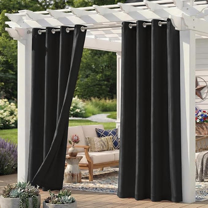 Set of 6 Outdoor Curtains for Patio Waterproof, Breathable Grommet Panels for by Sunshelf