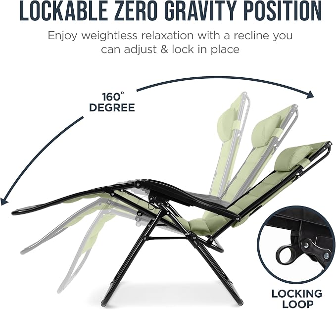 Best Choice Products Oversized Padded Zero Gravity Chair w/Canopy Headrest Cup - Image 7