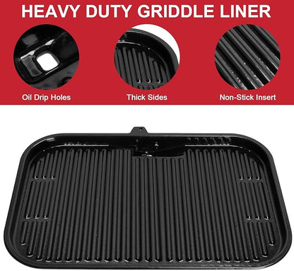 Grill Griddle Plate for Ninja Woodfire Outdoor Grills OG700 Series, Flat Top Griddle Plate for Ninja XSKGRDPLT Woodfire OG701 Grill, Striped Baking Griddle Pan, Insert