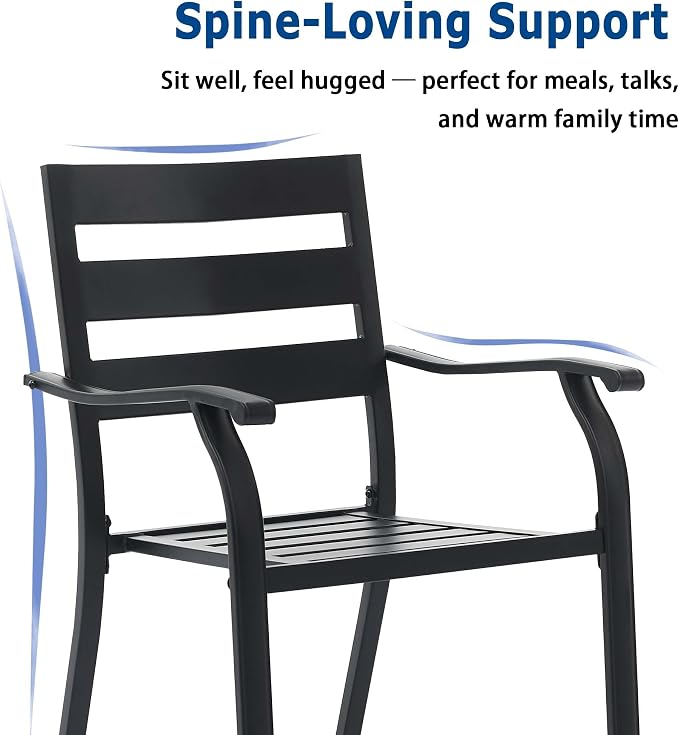 Patio Dining Chairs Set of 2, Metal Patio Furniture Set - Image 3