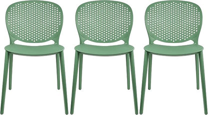 2xhome Set of 3 Patio Dining Chairs | Modern Stackable Outdoor Pool Side Chair by 2xhome