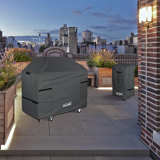 ULTCOVER Waterproof Vertical Electric Smoker Cover 40 inch for Most Square Gas Propane BBQ Smokers Size Upto 24W x 22D x 43H inch, Black